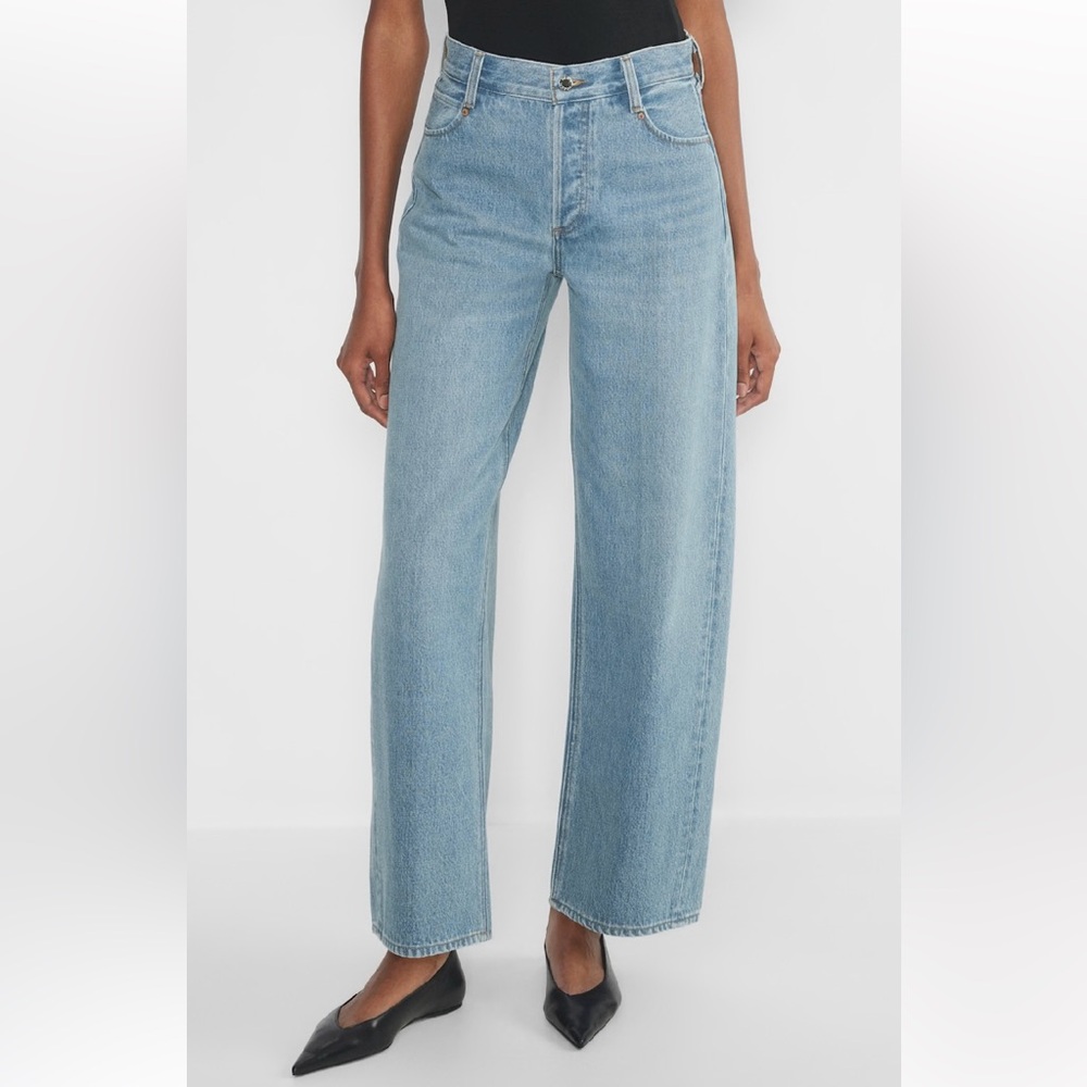 Aritzia Denim Forum 90s Low Rise Barrel Button Fly Cotton Blue Jeans Size 28 - Picture 4 of 16